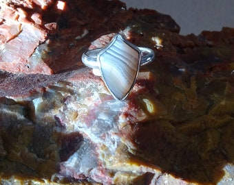 Sterling Silver Lake Superior Agate Ring size 6.5