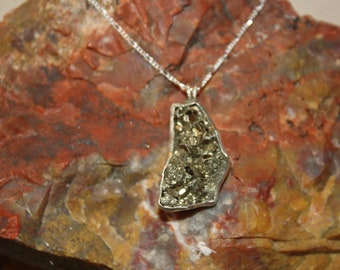 18" Sterling Silver Natural Pyrite Necklace