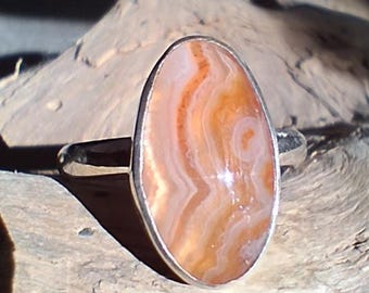 Sterling Silver Lake Superior Agate Ring size 7.5