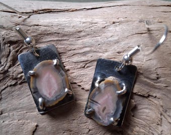 Sterling Silver Lake Superior Agate Earrings