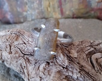 Sterling Silver Lake Superior Beach Glass Ring size 7.5