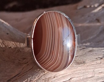 Sterling Silver Lake Superior Agate Ring size 7.5
