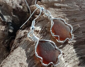 Genuine Lake Superior Beach Glass Earrings in Sterling Silver