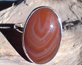 Sterling Silver Lake Superior Agate Ring size 10