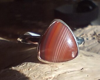 Sterling Silver Lake Superior Agate Ring size 5.5