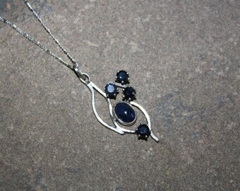 Sterling Silber Montana Saphir Anhänger Halskette mit Kette