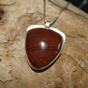 Sterling Silver Lake Superior Agate Pendant Necklace