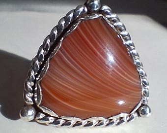 Sterling Silver Lake Superior Agate Ring size 8