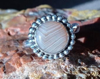 Sterling Silver Lake Superior Agate Ring size 9.5