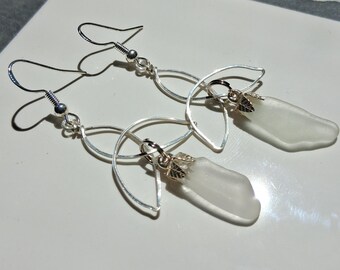 Celtic Knot Style Sterling Silver Lake Superior Beach Glass Earrings