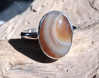 Sterling Silver Lake Superior Agate Ring size 9