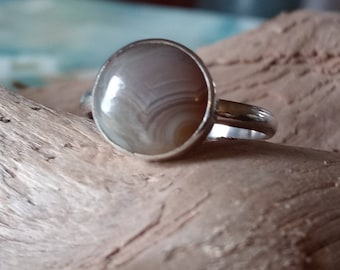 Sterling Silver Lake Superior Agate Ring size 9.5