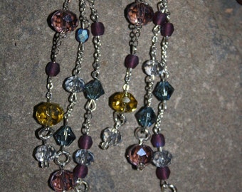 Swarovski Crystal & Czech Fire Glass Chain and Sparkle Danglers