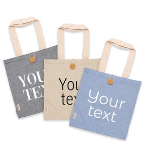 Personalized unique bag with your text. Recycled cotton bag for summer vacation. Personalized bag with your name. Eco-friendly bag.