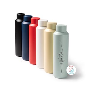 Botella térmica de acero inoxidable personalizada. Elegante botella con logo. Botella térmica grabada con tu nombre. Botella de regalo personalizada.