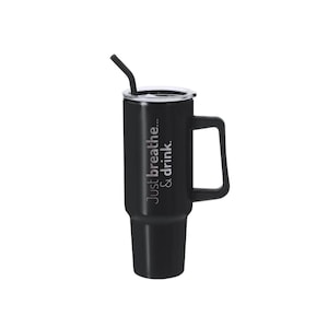 Vaso térmico personalizado de acero inoxidable. Regalo personalizado. Botella térmica con nombre grabado. Vaso personalizado con asa y pajita.