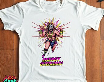 Energy Overload T-Shirt, Ultimate Warrior Inspired Wrestling Tee, Retro Wrestler Graphic Shirt, Unisex Wrestling Gift, Iconic 80s 90s shirt