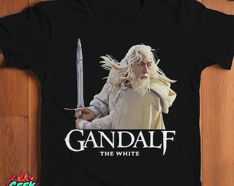 Gandalf the White T-Shirt, Lord of the Rings Inspired Black Tee, Iconic Wizard Design for LOTR Fans