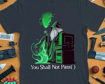 You Shall Not Pass() Gandalf Shirt, Funny Heather Navy T-Shirt, Programmer Shirt, Unisex Geek Gift, Developer T-Shirt, Coding Humor Shirt