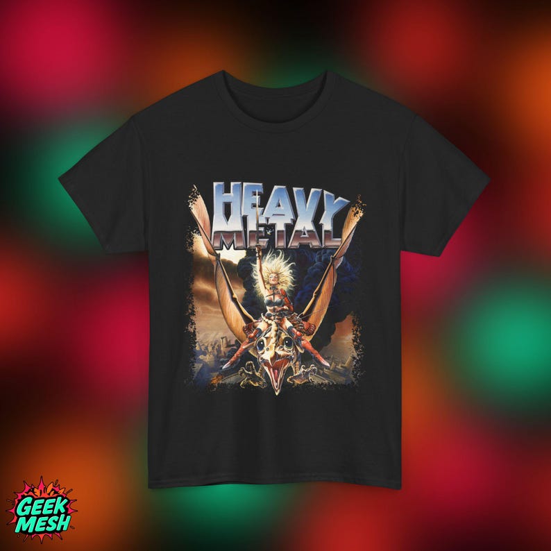 Heavy metal T-shirt - klassiek filmposterontwerp 1981, cult sci-fi fantasy-T-shirt, vintage animatiefilmmerchandise, rock- en metalfans afbeelding 2