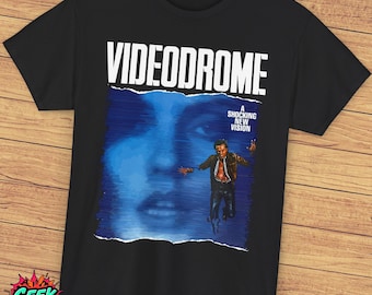 Videodrome Black T-Shirt - Classic David Cronenberg Horror Sci-Fi Movie Design, Cult Film Apparel, Retro Body Horror Tee