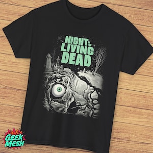Night of the Living Dead T-Shirt, Classic Horror Movie Tee, Retro Zombie Film Shirt, Cult Horror Fan Apparel, Black Unisex Tee