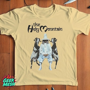 Holy Mountain T-Shirt - Light Sand Yellow, Cult Classic Graphic Tee, Alejandro Jodorowsky Film Tribute, Surrealist Movie Shirt