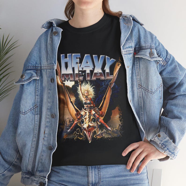 Heavy metal T-shirt - klassiek filmposterontwerp 1981, cult sci-fi fantasy-T-shirt, vintage animatiefilmmerchandise, rock- en metalfans afbeelding 3