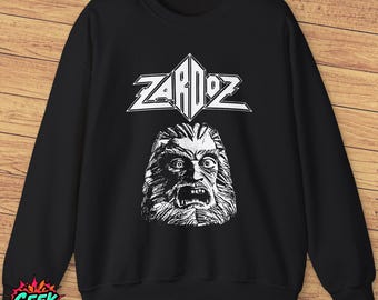 Copy of Zardoz Sweatshirt, Black Crewneck with Iconic Graphics from Cult Classic Film, Zardoz Head, Perfect Gift for Retro Sci-Fi Movie Fans