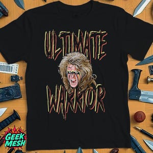 Ultimate Warrior T-Shirt, Black Tee with Iconic Wrestler Design, Classic Wrestling Fan Shirt, Vintage Wrestling Gift Tee, 80s Wrestling