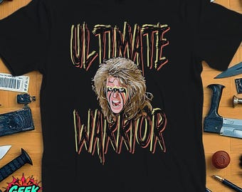 Ultimate Warrior T-Shirt, Black Tee with Iconic Wrestler Design, Classic Wrestling Fan Shirt, Vintage Wrestling Gift Tee, 80s Wrestling