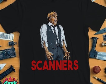 Scanners T-Shirt, Black Cult Classic Sci-Fi Horror Tee, Perfect for Retro Film Fans and 80s Movie Lovers
