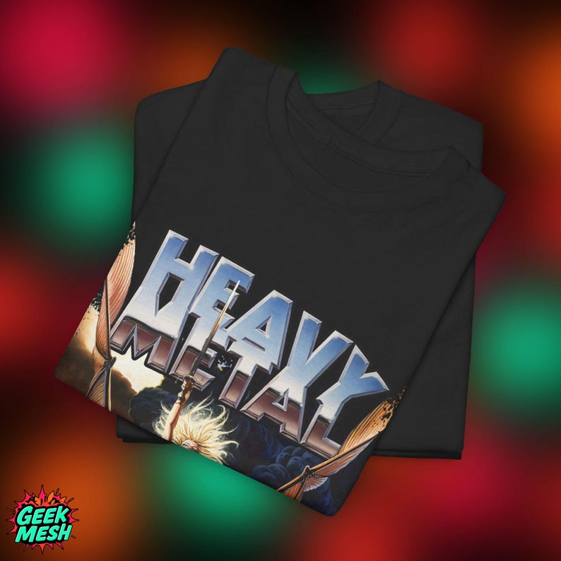 Heavy metal T-shirt - klassiek filmposterontwerp 1981, cult sci-fi fantasy-T-shirt, vintage animatiefilmmerchandise, rock- en metalfans afbeelding 5