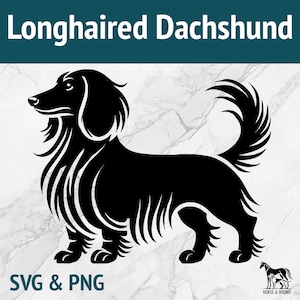 Langhaar Dackel SVG - Hunderassen Silhouette PNG Vektor Clipart - Laser Schnitt Datei Bundle Cricut xtool Glowforge - Haustier Süß Doxie Weenie