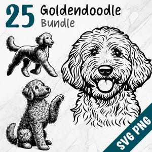 Goldendoodle SVG - Doodle Dog SVG File tagliati al laser - Labradoodle Face Vector Clipart PNG Designs - Cute Cutting Art xTOOL Glowforge Cricut