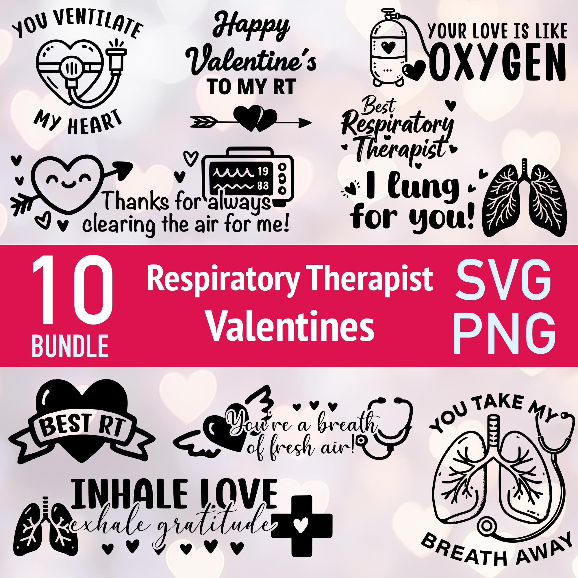 RT Valentines SVG - 10 Laser Cut File Bundle - Respiratory Therapist Nurse Gift - Nursing Medical Designs - PNG Vector Clipart - Glowforge
