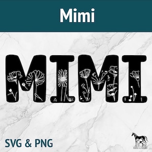 Mimi SVG - Süße Blumen Oma Laser geschnitten Datei Bundle - Wildblumen PNG Vektor Clipart Designs - beliebte Boho Cricut Gravur für Shirt Geschenk