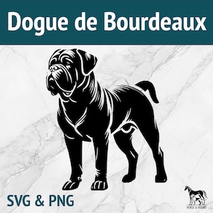 Bordeauxdog SVG - hondenrassen silhouet PNG Vector Clipart - lasergesneden bestandsbundel Cricut xTOOL Glowforge - Pet Guard Mastiff Bulldog