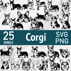 Corgis SVG - Hund SVG Bundle - Silhouette Laser geschnitten Dateien - Welpen Kopf PNG Vektor Clipart - Haustier Gesicht Schneidekunst xtool Glowforge Cricut