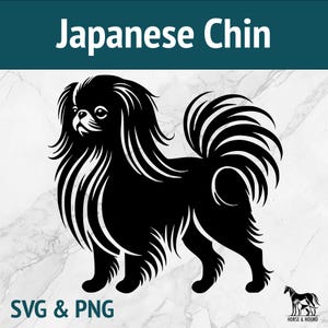 Queixo Japonês SVG - Raças de Cães SVG - Silhueta PNG Vetor Clipart - Pacote de Arquivos de Corte a Laser - Cricut xTOOL Glowforge - Brinquedo para Filhotes de Cachorro Amante de Animais de Estimação