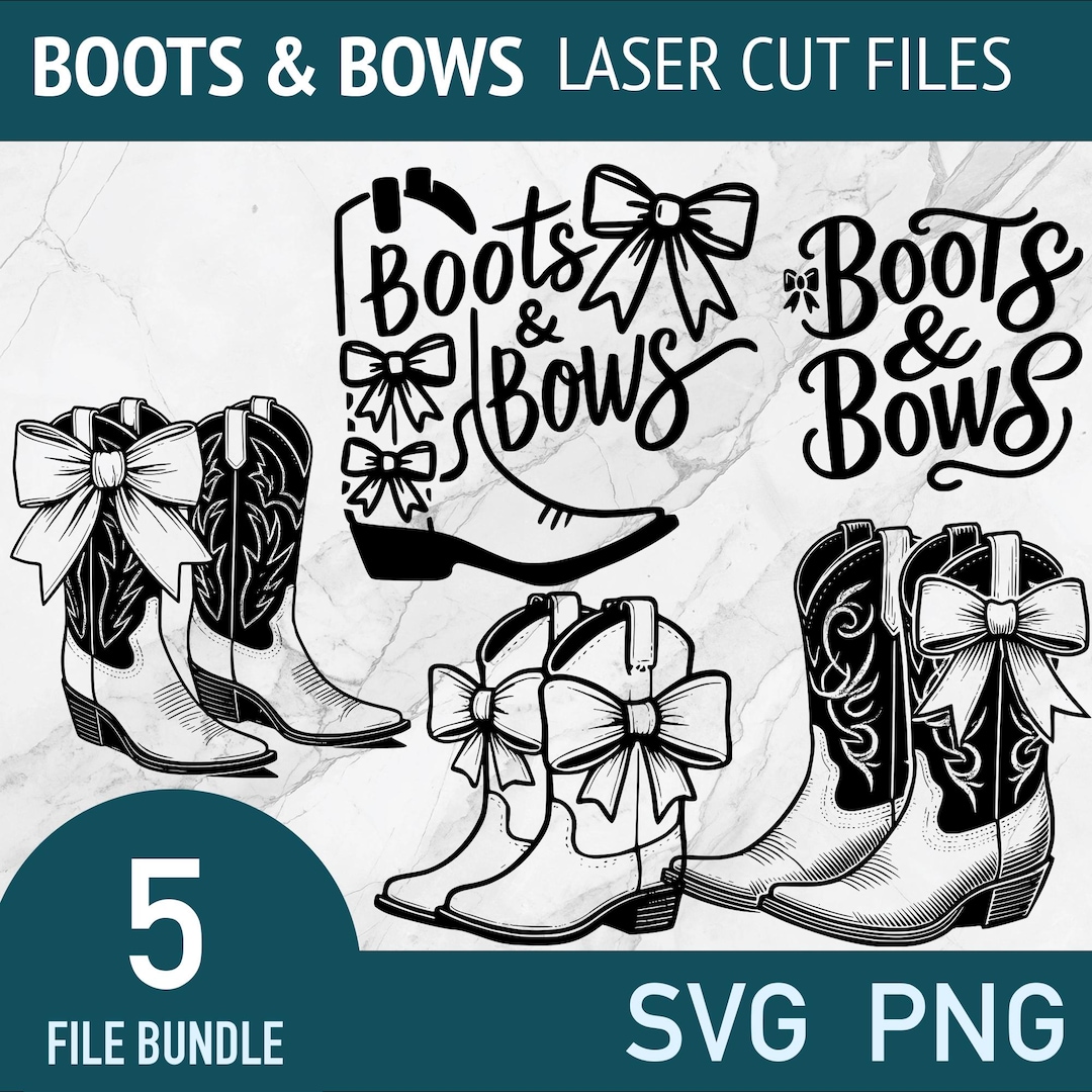 Boots and Bows SVG Bundle: Cowgirl Clipart, Western Laser Cut Files - Etsy