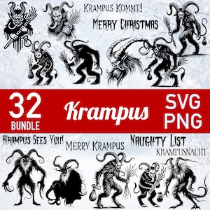 Pacote de arquivos SVG Krampus - Feliz Natal, Krampusnacht alemão, PNG, arquivos de corte de clipart vetorial para Cricut - Yule Holiday Laser Engrave DIY