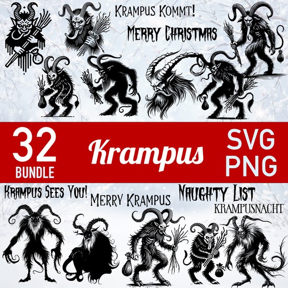 Krampus SVG File Bundle: German Christmas Clipart (Cricut, Laser)