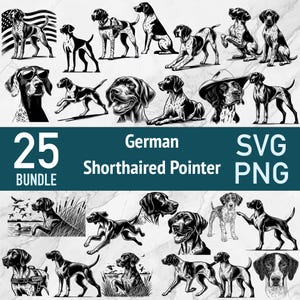 Deutsch Kurzhaar SVG Bundle: Hund Laser Cut Dateien (25 Designs)