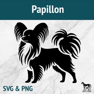 Papillon SVG - hondenrassen silhouet PNG Vector Clipart - lasergesneden bestandsbundel voor Cricut xTOOL Glowforge - huisdierliefhebber shirt sticker geschenken