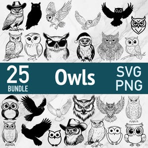 Hibou SVG - oiseau SVG Bundle - animal volant fichier découpé au laser - bébé mignon PNG Vector Clipart - art de découpe contour pour Cricut xTOOL Glowforge