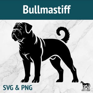 Bullmastiff SVG - Dog Breeds Silhouette PNG Vector Clipart - Laser Cut File Bundle Cricut xTOOL Glowforge - Pet Lover Cute Mastiff Bulldog