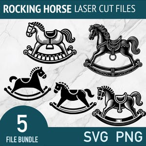 Cheval à bascule SVG - SVG pour chambre d'enfant découpé au Laser - Bundle de dessins pour bébé - mignon garçon fille PNG Vector Clipart - Art de découpe de silhouette xTOOL Glowforge