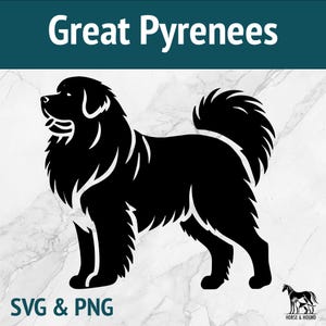 Grandes Pyrénées SVG - Silhouette de races de chiens - Bundle de fichiers découpés au Laser - PNG Vector Clipart - art de la découpe pour la gravure Cricut xTOOL Glowforge