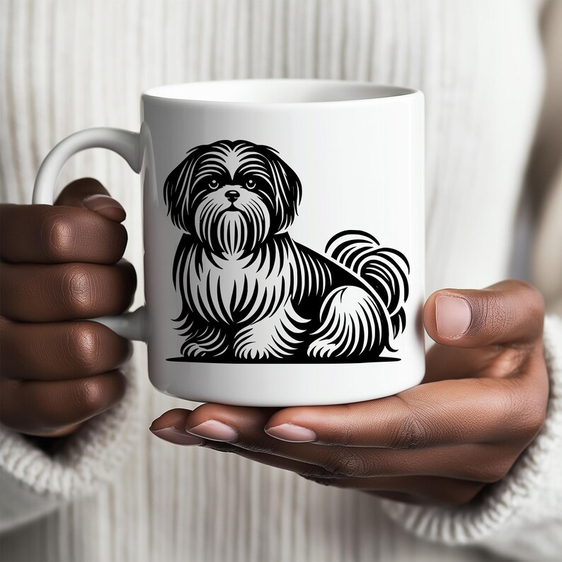 Shih Tzu SVG - Dog Laser Cut File Bundle - Line PNG Vector Clipart ...